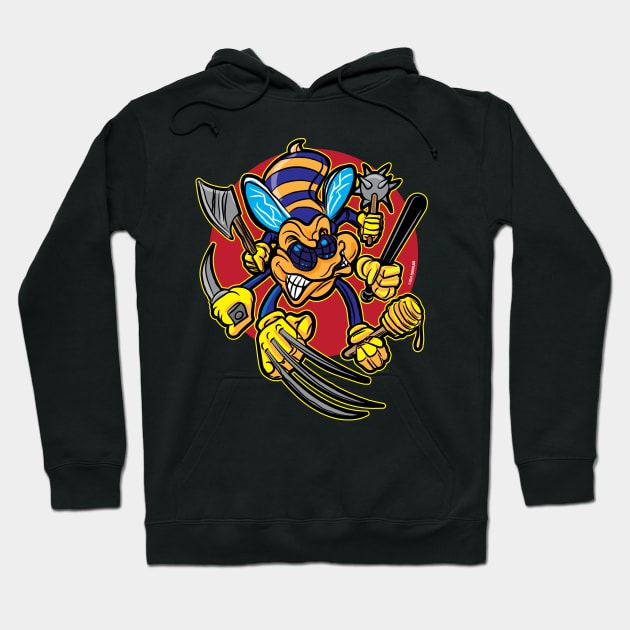 Cartoon Killer Bee with weapons Hoodie by eShirtLabs